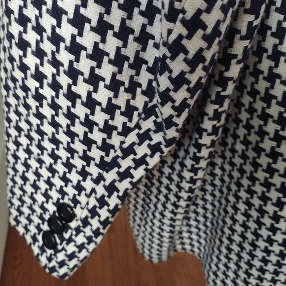 Giorgio Saint Angelo Vintage Houndstooth Linen Dark Navy Blazer Jacket 22 - Picture 7 of 12